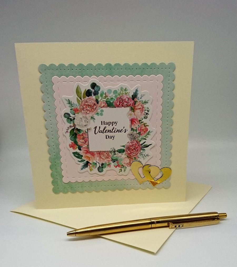 Happy Valentine's Day in Subtle Pastel Colours Handmade in Argyll FREE P&P UK