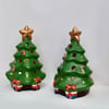 Hand-Painted Christmas Tree Tea Light Holder - Ceramic Christmas Candle Holder