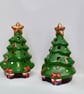 Hand-Painted Christmas Tree Tea Light Holder - Ceramic Christmas Candle Holder