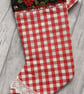 Scandi Style Hearts and Holly Gingham Christmas Stocking - Image 8