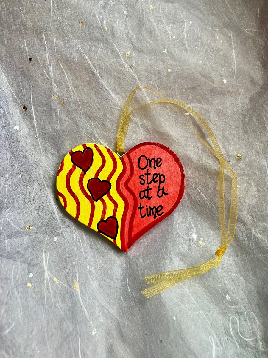 One step at a time inspirational colourful heart