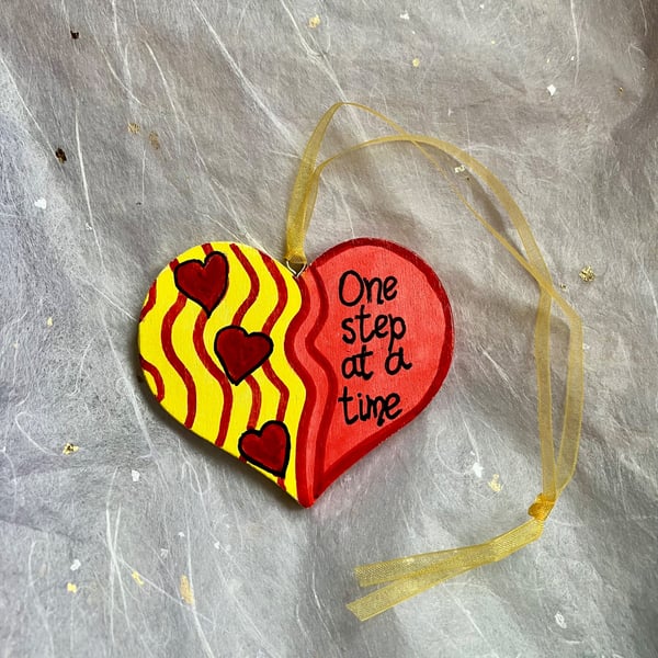One step at a time inspirational colourful heart