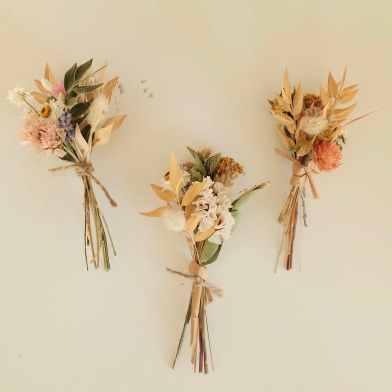 3x Mini Dried Flower Posies