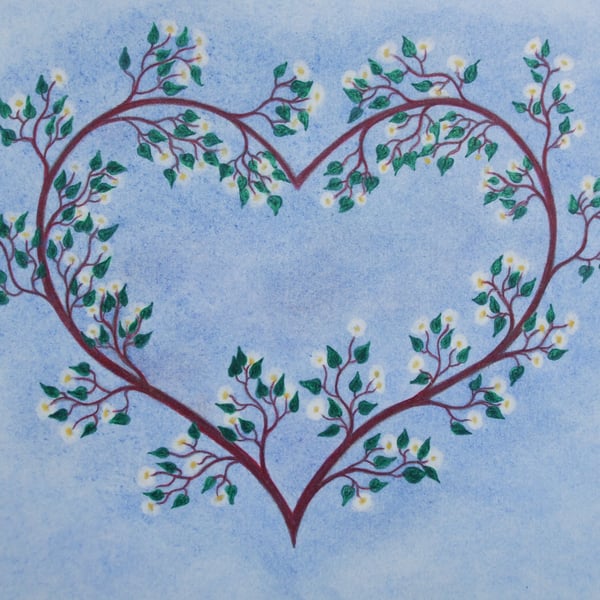 Spiritual Heart Card, Flowers Card, Love Card, Anniversary Card, Birthday Card