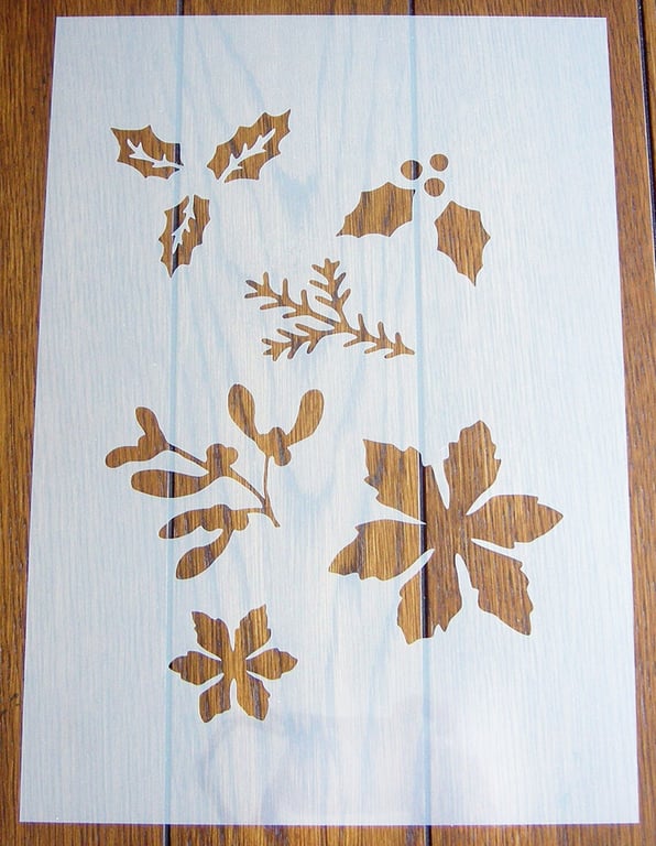 Christmas Foliage Stencil Reusable PP Sheet for Arts & Crafts, DIY