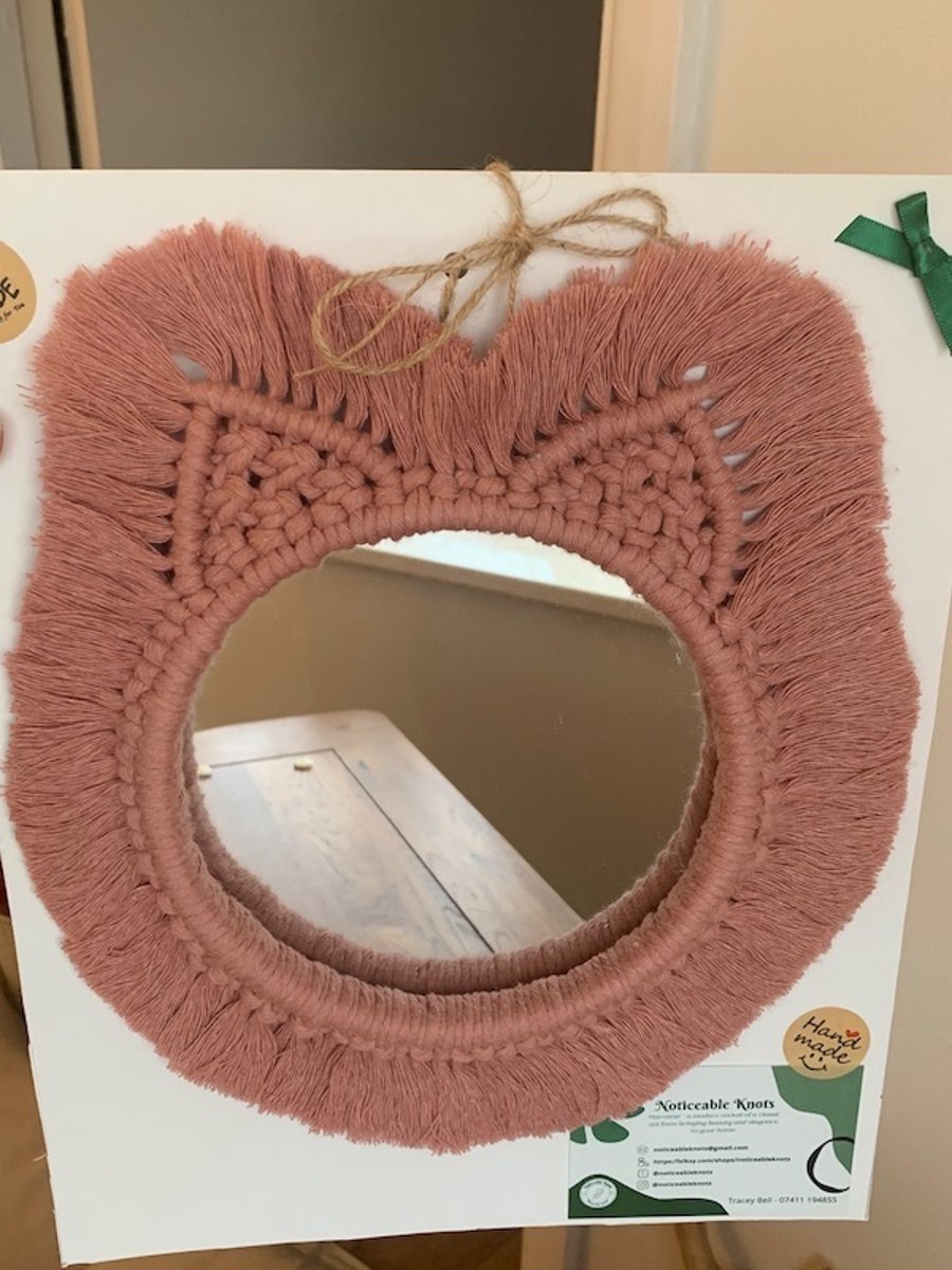 Cute macrame animal mirror, boho room, nursery bedroom wall decor, baby gift