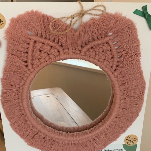 Cute macrame animal mirror, boho room, nursery bedroom wall decor, baby gift