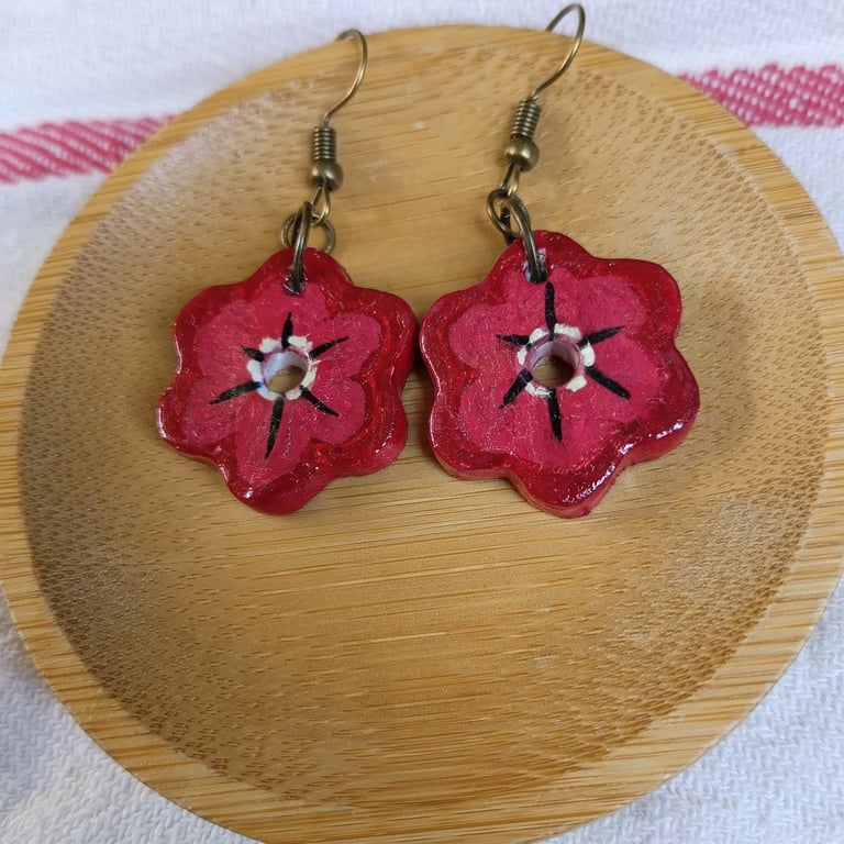 Nautical flower tattoo earrings 