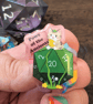 D&D Cat Acrylic Pin Badge, Tabletop RPG Dice Brooch, Nerdy Gamer Gift  - Image 2