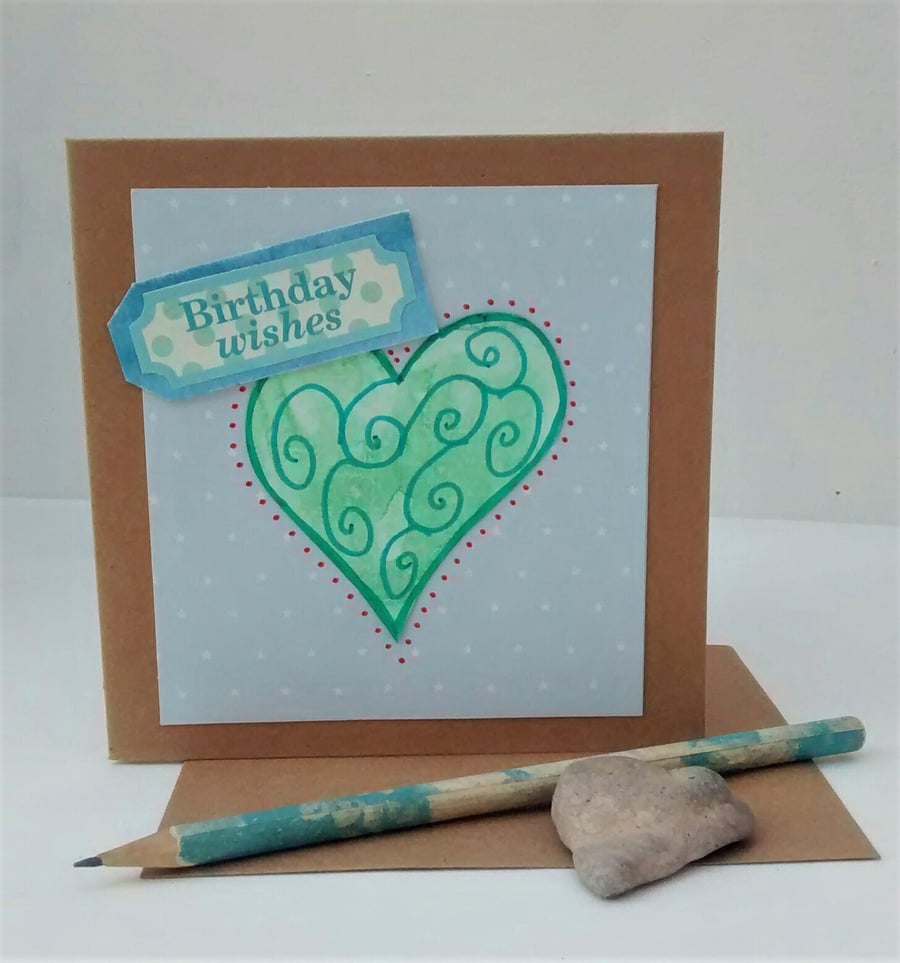Birthday Card, Heart, Handmade Card
