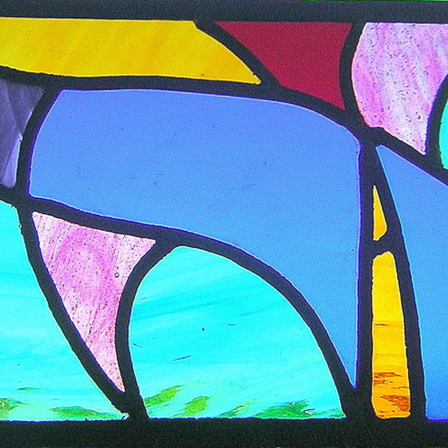 Maldon Water Abstract Stained Glass Panel