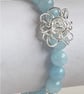 Stretchy Aquamarine Beaded Chainmaille Link Bracelet  - Image 3