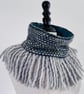 Reversible Blue and Green Merino Wool Cowl with Blue Cord Reverse. - Image 3