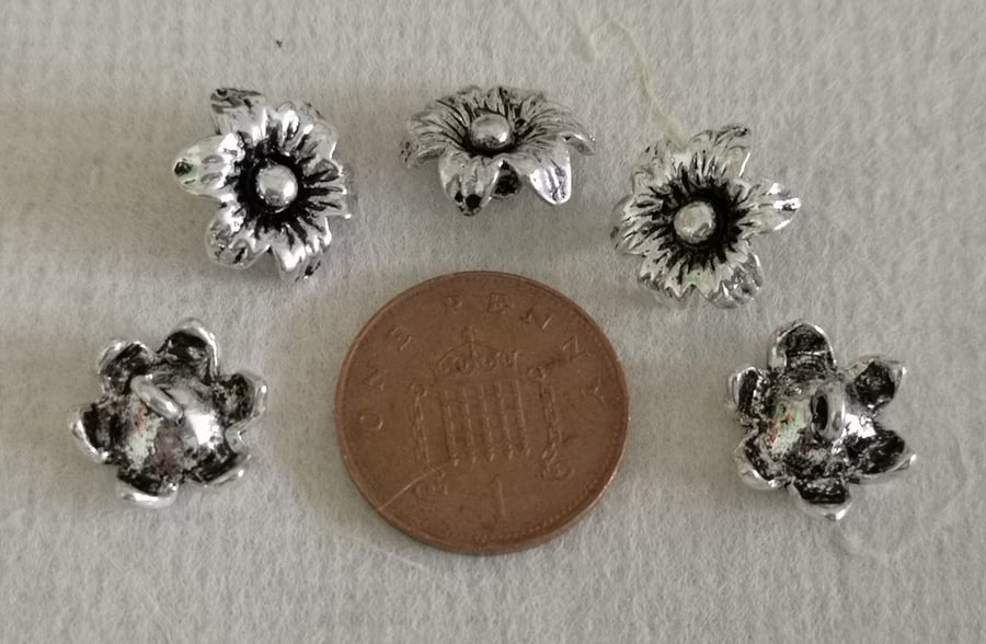 Silver plated flower charms for jewellery making