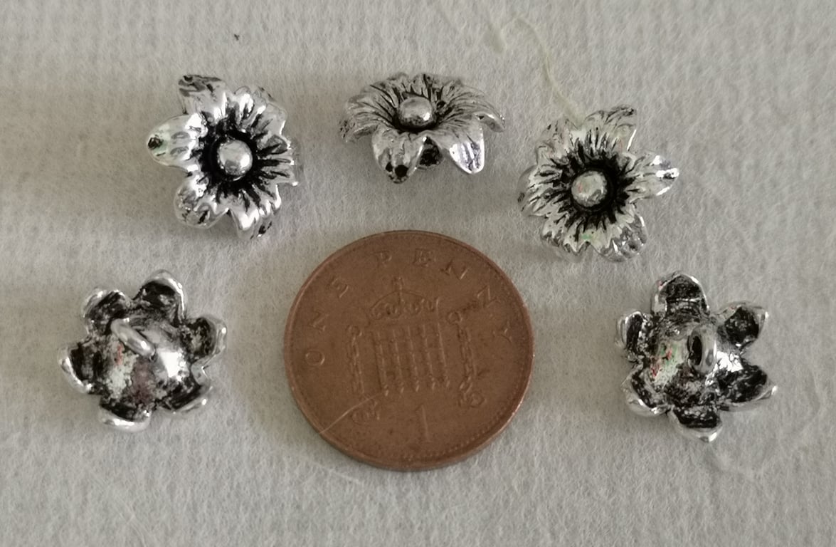 Silver plated flower charms for jewellery making