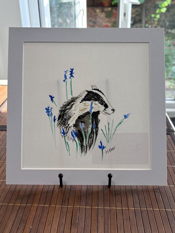 Badger in Lavender Original Watercolour  