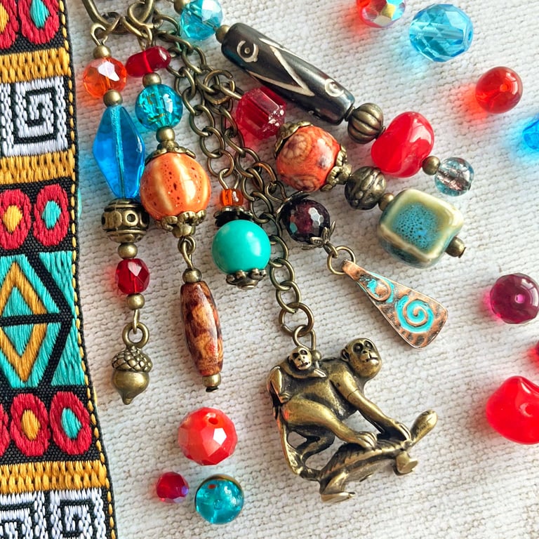 Handmade bag charm, boho bag charm, gift for new mum
