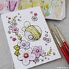 zombee bumble and blossom - original aceo