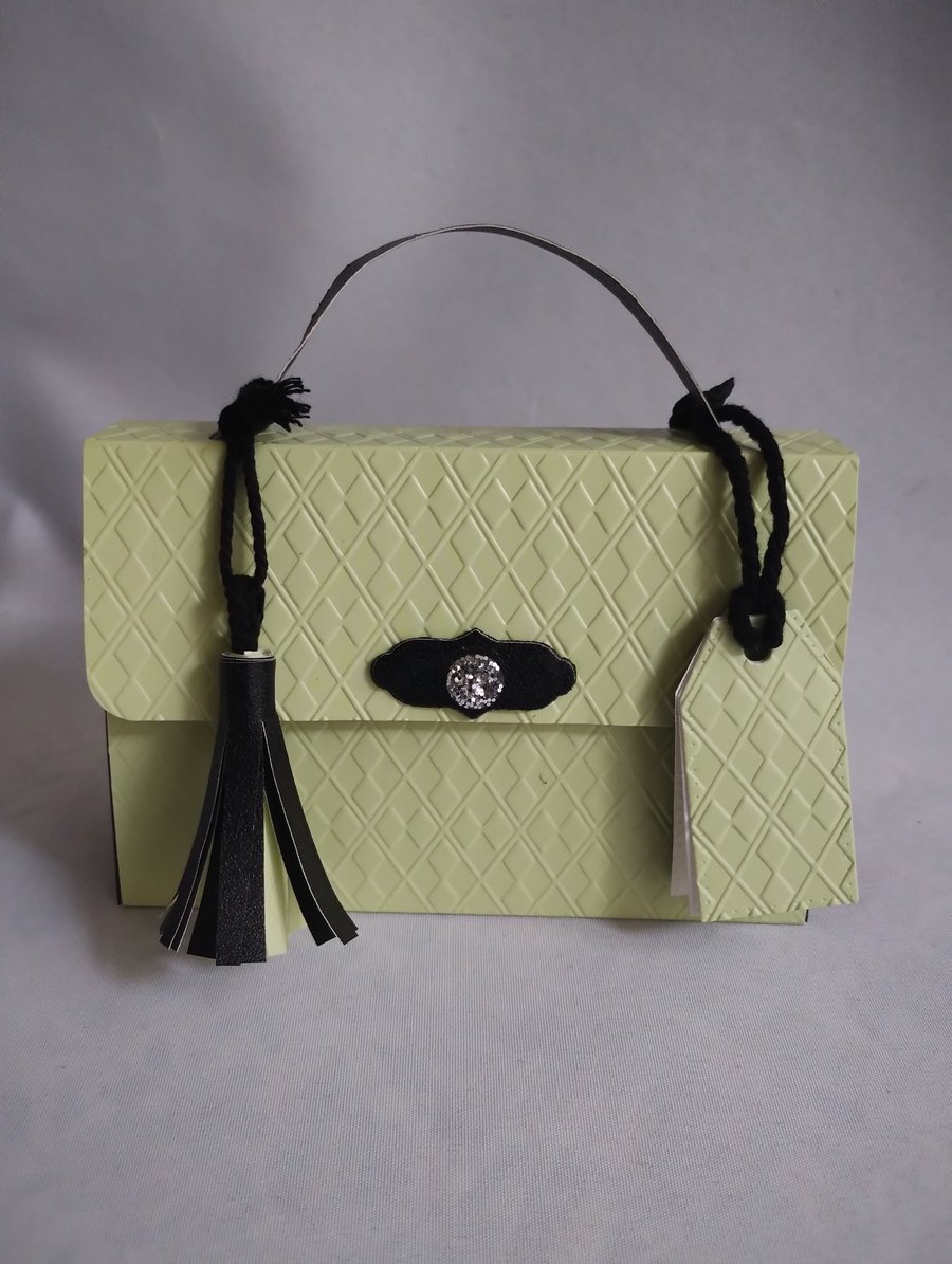 Lime and Liquorice Argyle Embossed Handbag Style Gift Bag 