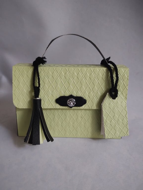 Lime and Liquorice Argyle Embossed Handbag Style Gift Bag 