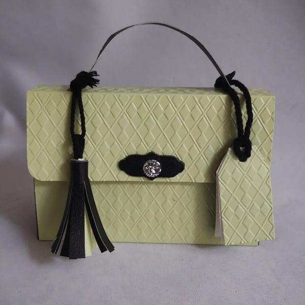Lime and Liquorice Argyle Embossed Handbag Style Gift Bag 