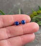 Lapis Lazuli Stud Earrings - Handmade Sterling Silver Studs - Image 3
