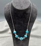 white and turquoise spotted lampwork glass beaded necklace - Image 7