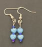 Czech glass light blue heart earrings - Image 3