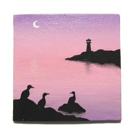 Seascape at Dawn Magnet - original handpainted lighthouse scene