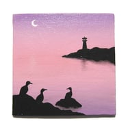 Seascape at Dawn Magnet - original handpainted lighthouse scene