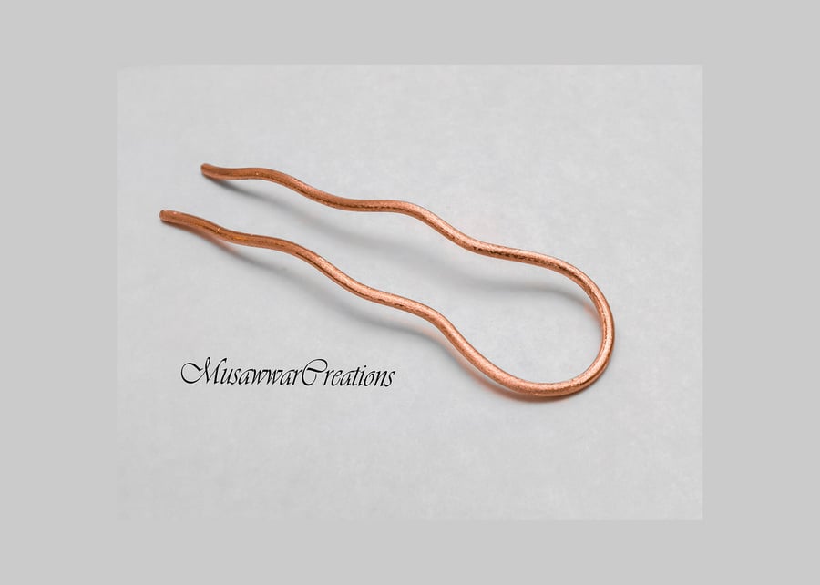 5" Velvet effect Copper Hair Fork, thick gauge Copper Hair u shape fork,