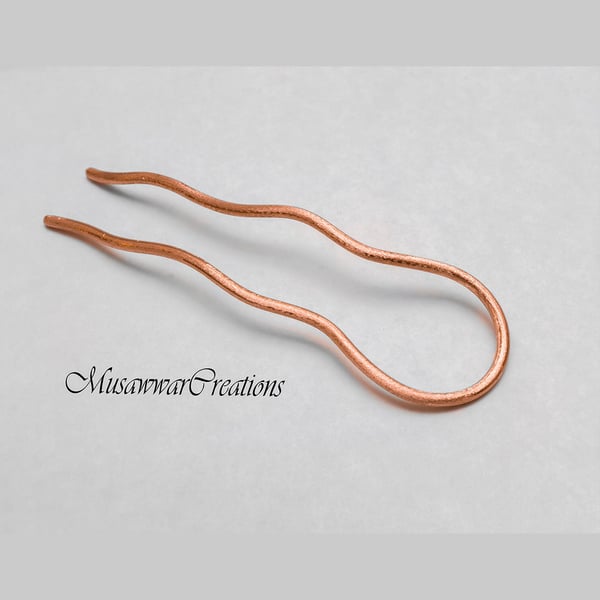 5" Velvet effect Copper Hair Fork, thick gauge Copper Hair u shape fork,