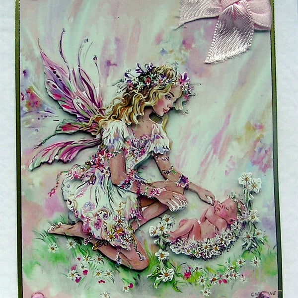 Fairy Hand Crafted 3D Decoupage Card - Blank for any Occasion (2329)
