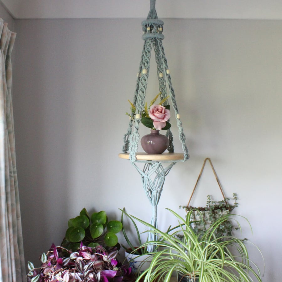  macrame plant hanger, plant pot holder, grey