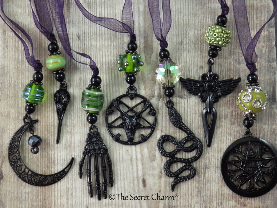 7 x Pagan Gothic Hanging Decorations OOAK