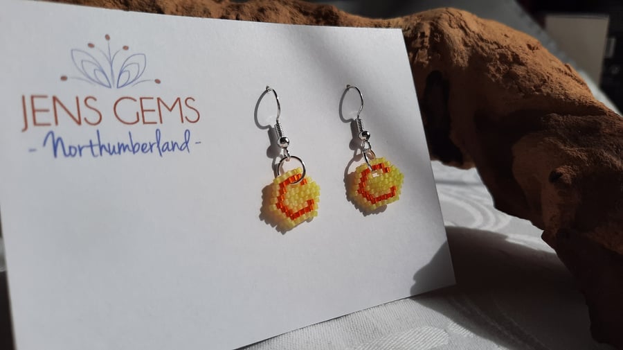 Letter C Beadwork Earrings