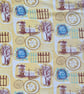 RARE Mid Century Pictorial RETRO Yellow  barkcloth fabric for sale 50s 60s     - Image 1