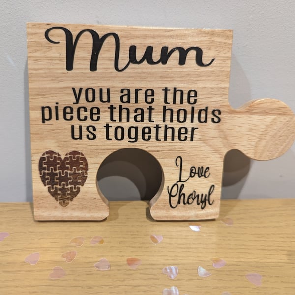 You're the piece that holds us together Wooden Jigsaw Mother's Day Gift Present 