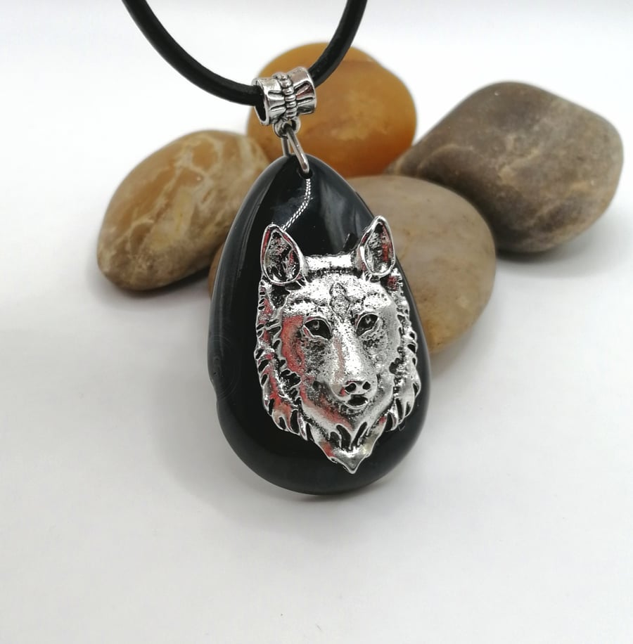 Onyx Wolf Necklace