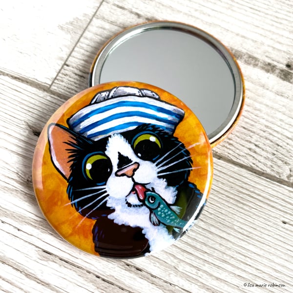 Funny Sailor Cat 58mm Pocket Mirror