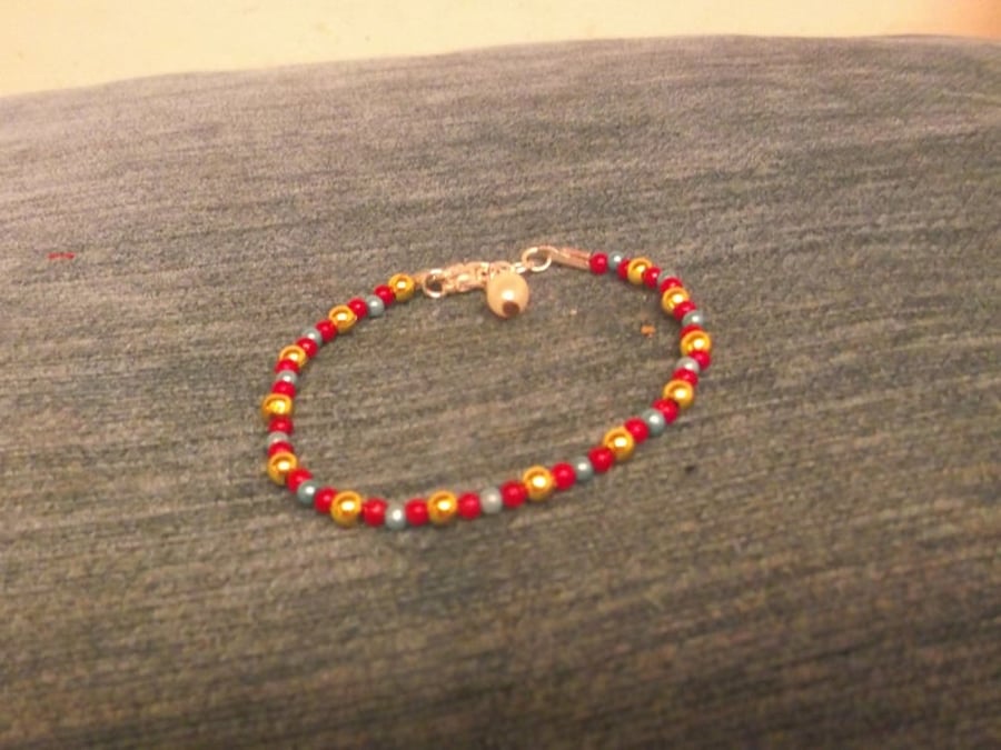 Adjustable Children's Beaded Bracelet with Pearl Charm