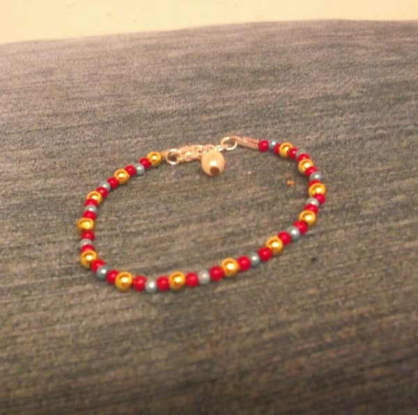 Adjustable Children's Beaded Bracelet with Pearl Charm