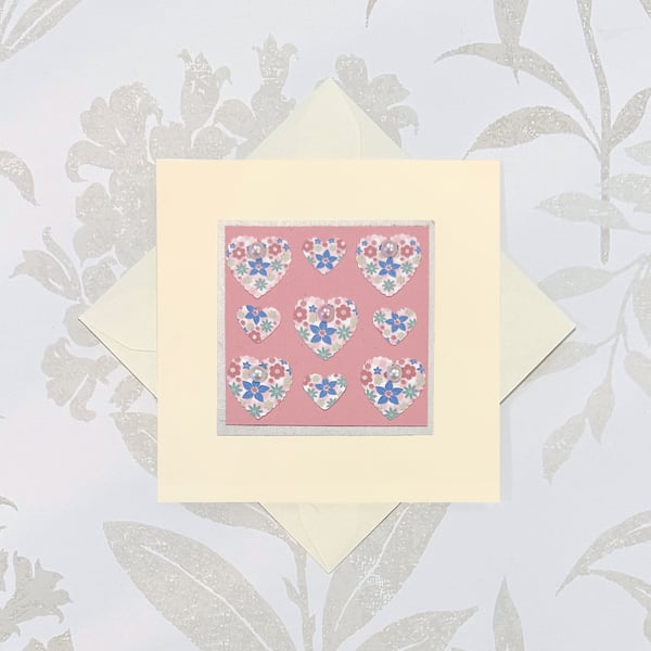 Valentines day handmade hearts card 