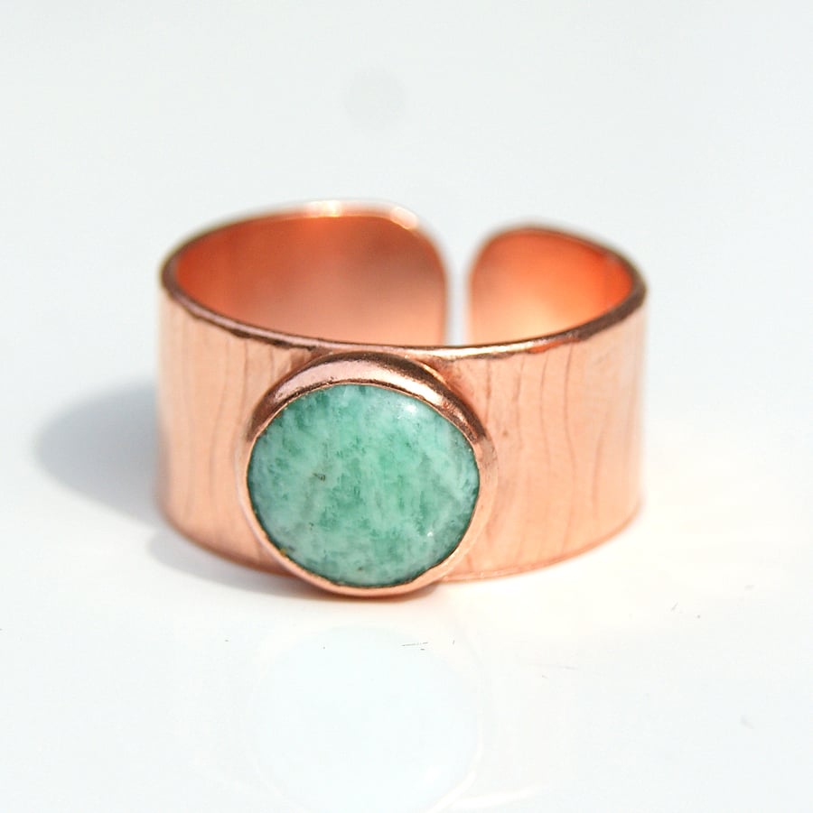 Pure Copper Ring, Russian Amazonite Natural Gemstone, Arthritis Copper Ring