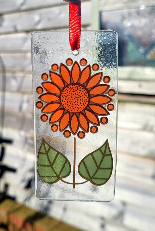 Stained Glass retro flower suncatcher