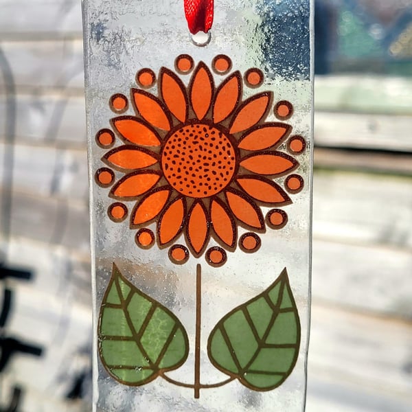 Stained Glass retro flower suncatcher