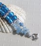 Blue Silver-Foil and Aquamarine Gemstone Crystal Beaded Bracelet - Image 5