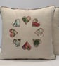 Appliqu hearts 18"x 18" cushion.