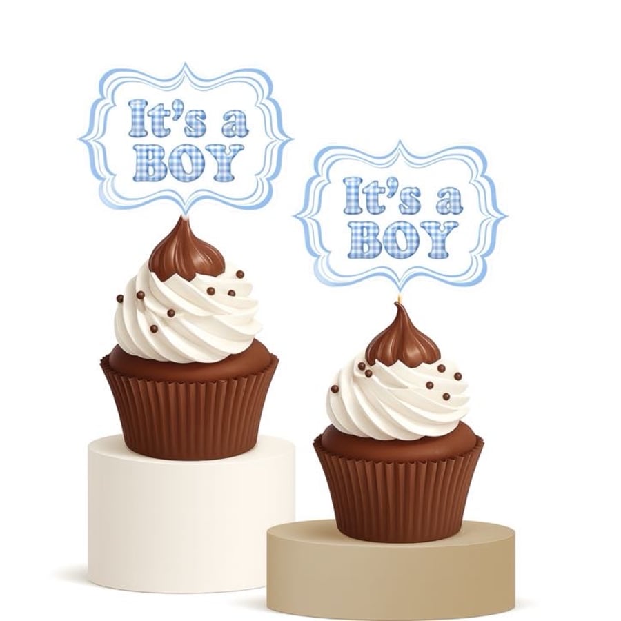 It’s a Boy Cupcake Toppers – bris,Baby Shower Decorations 15pk