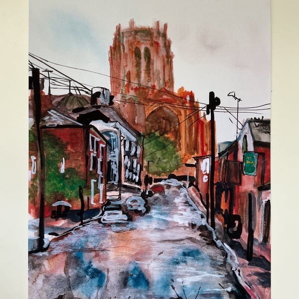 Pilgrim street watercolour print